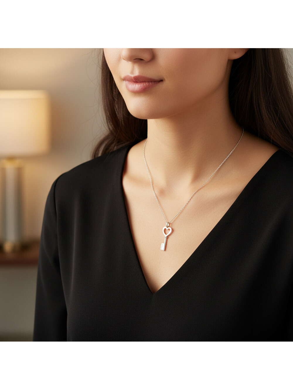 US Seller! Tiffany & Co. Sterling Silver .925 Mini Heart Key Pendant Necklace